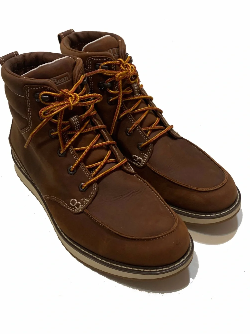 13 / L.L. Bean Men's Brown Leather Stonington Boots, Moc toe